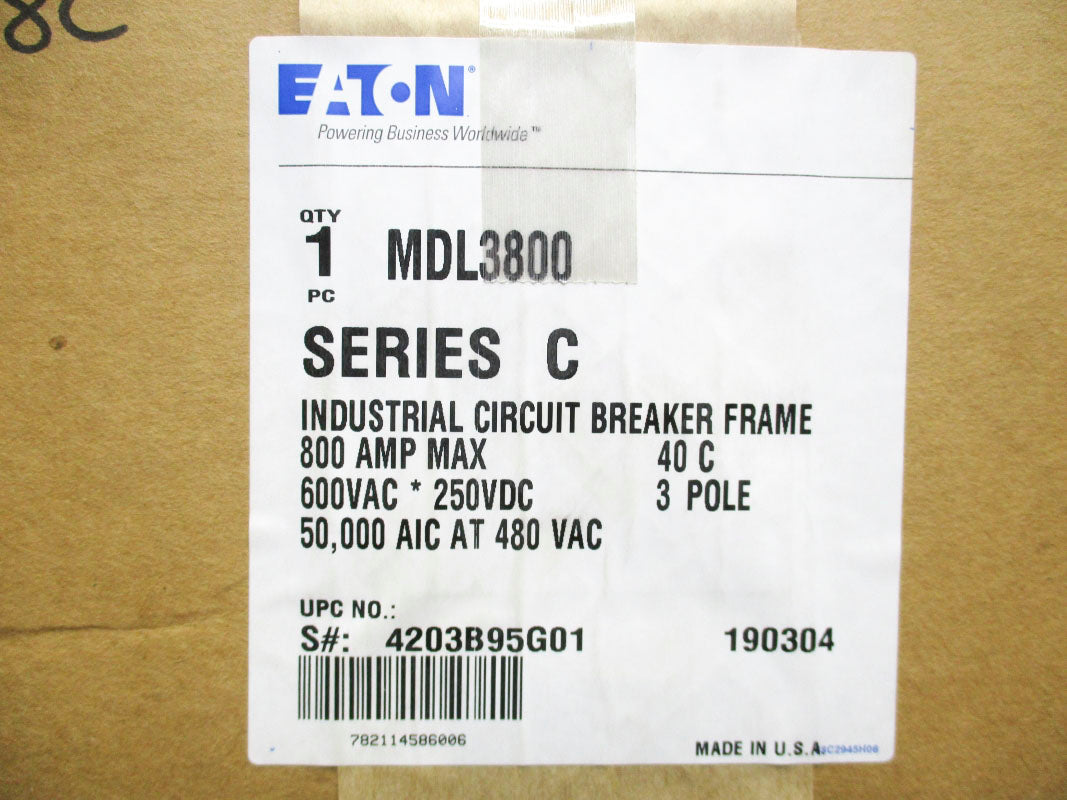 EATON MDL3800 4203B95G01 SER. C 600VAC 800A NSMP