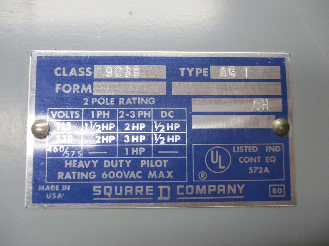 SQUARE D 9038AG-1 NSNP