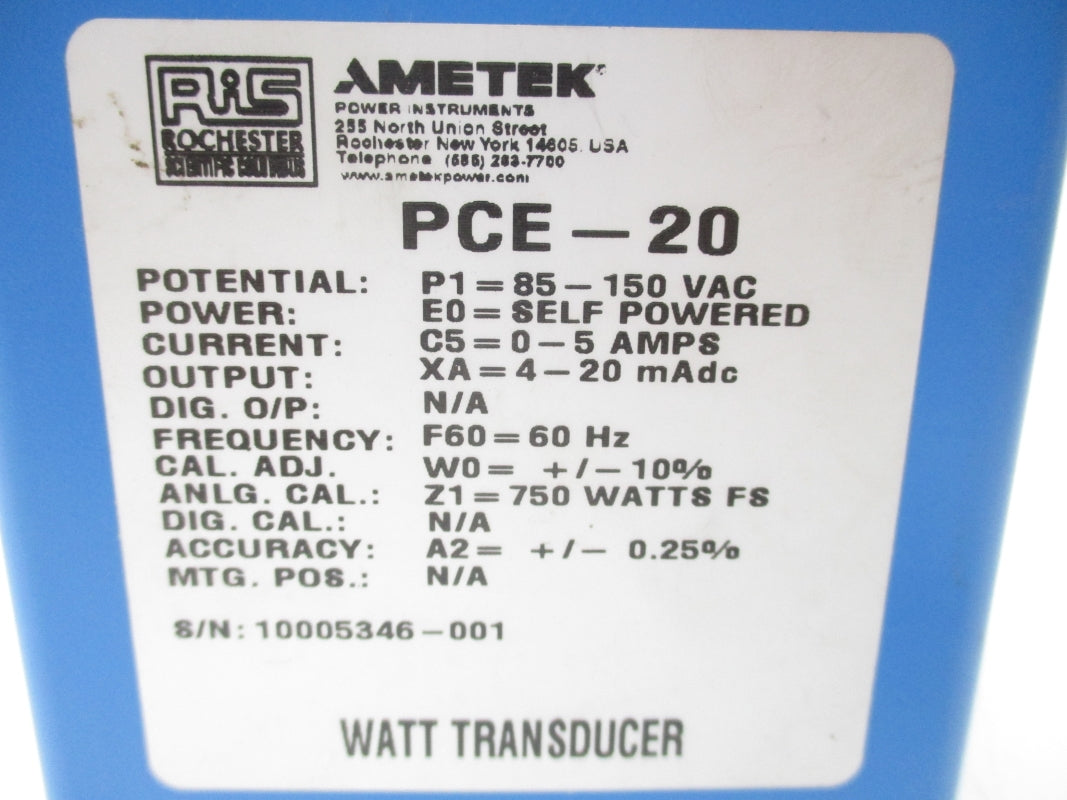 AMETEK PCE-20 85-150VAC 0-5A NSNP