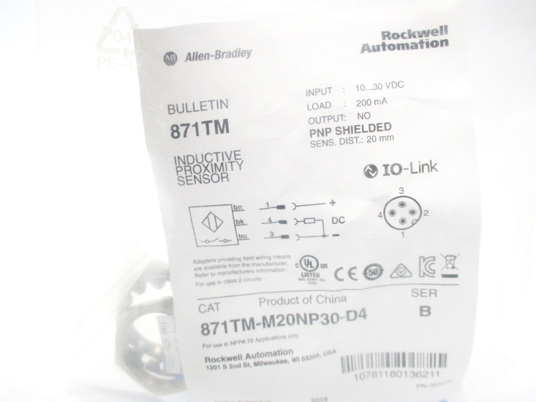 ALLEN BRADLEY 871TM-M20NP30-D4 SER. B 10-30VDC NSMP