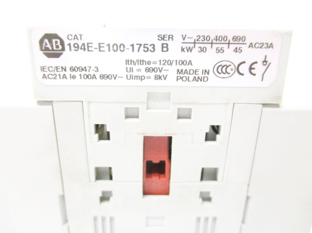 ALLEN BRADLEY 194E-E100-1753 SER. B 100A 690V (AS PICTURED) NSNP