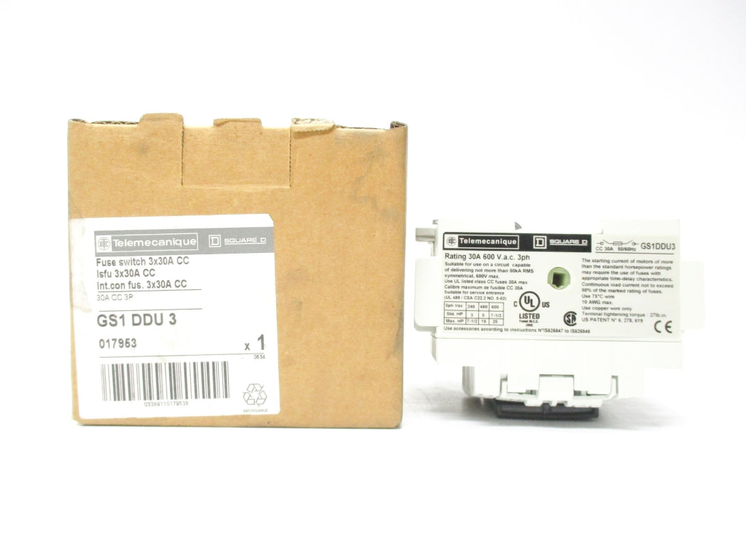 TELEMECANIQUE GS1DDU3 30A 600VAC NSMP