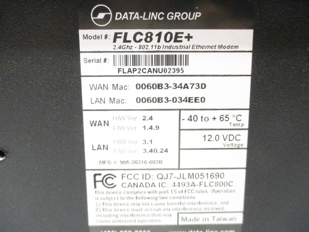 DATA-LINC GROUP FLC810E+ 12.0VDC NSMP