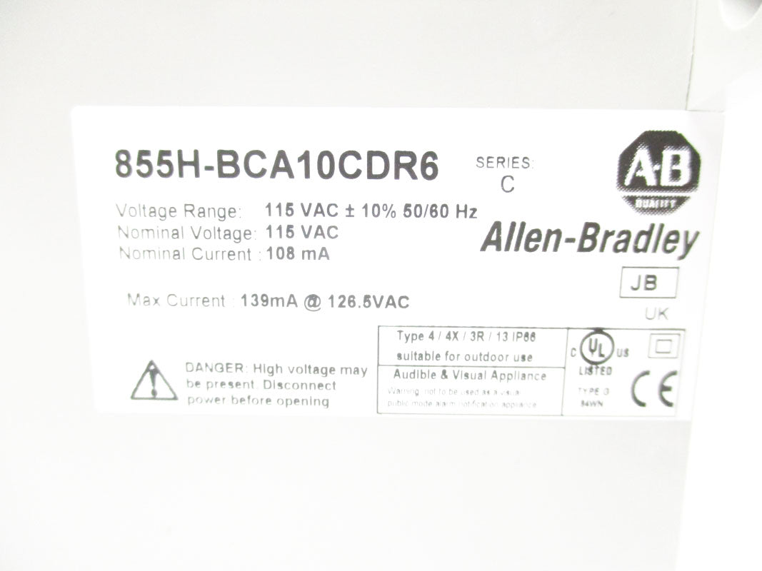 ALLEN BRADLEY 855H-BCA10CDR6 SER. C 115VAC (BR/WH) NSMP