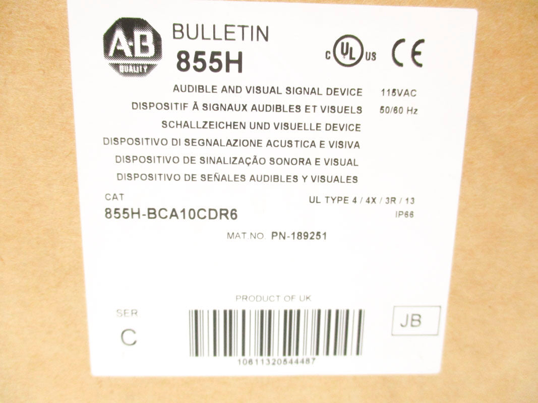 ALLEN BRADLEY 855H-BCA10CDR6 SER. C 115VAC (BR/WH) NSMP