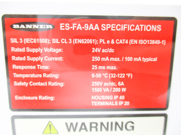 BANNER ENGINEERING ES-FA-9AA 24VAC/DC NSNP
