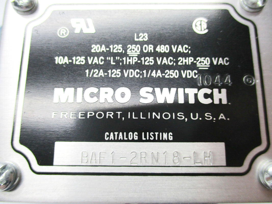 MICRO SWITCH BAF1-2RN18-LH 20A 480VAC NSNP