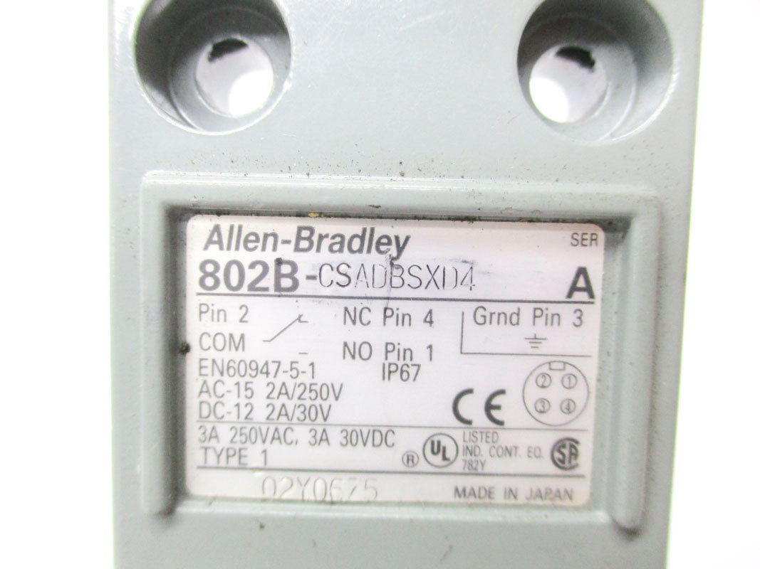 ALLEN BRADLEY 802B-CSADBSXD4 SER. A 250VAC 3A UNMP
