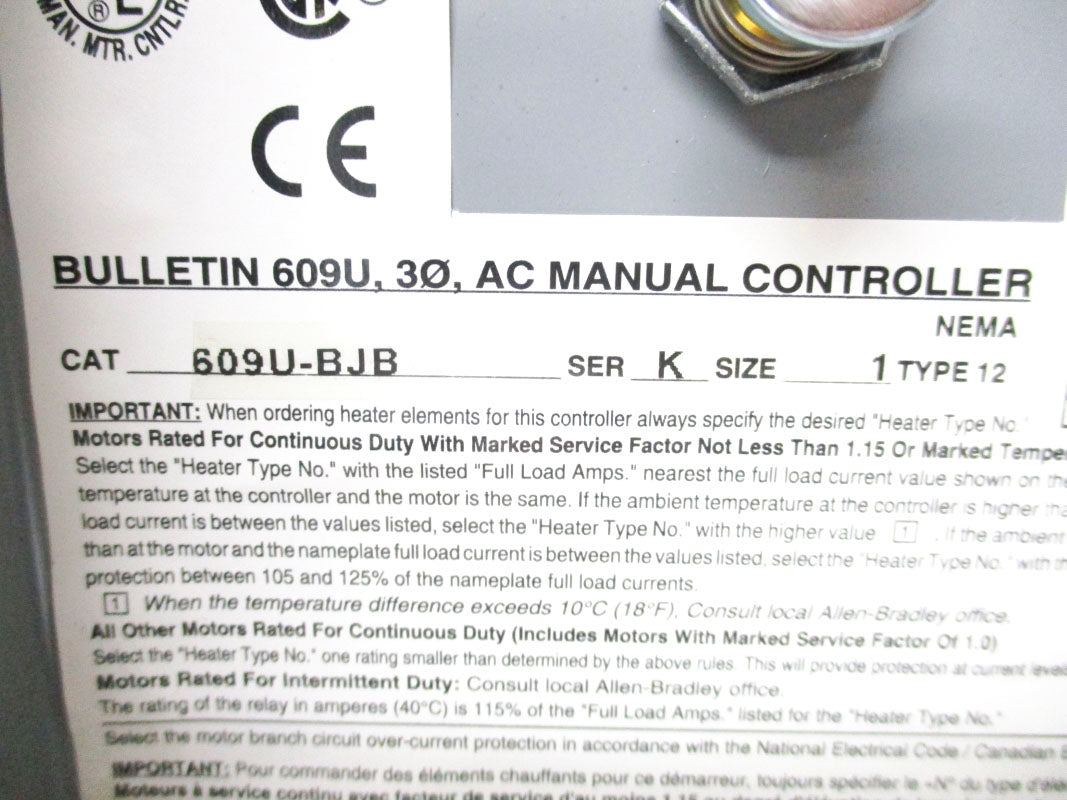 ALLEN BRADLEY 609U-BJB SER. K UNMP