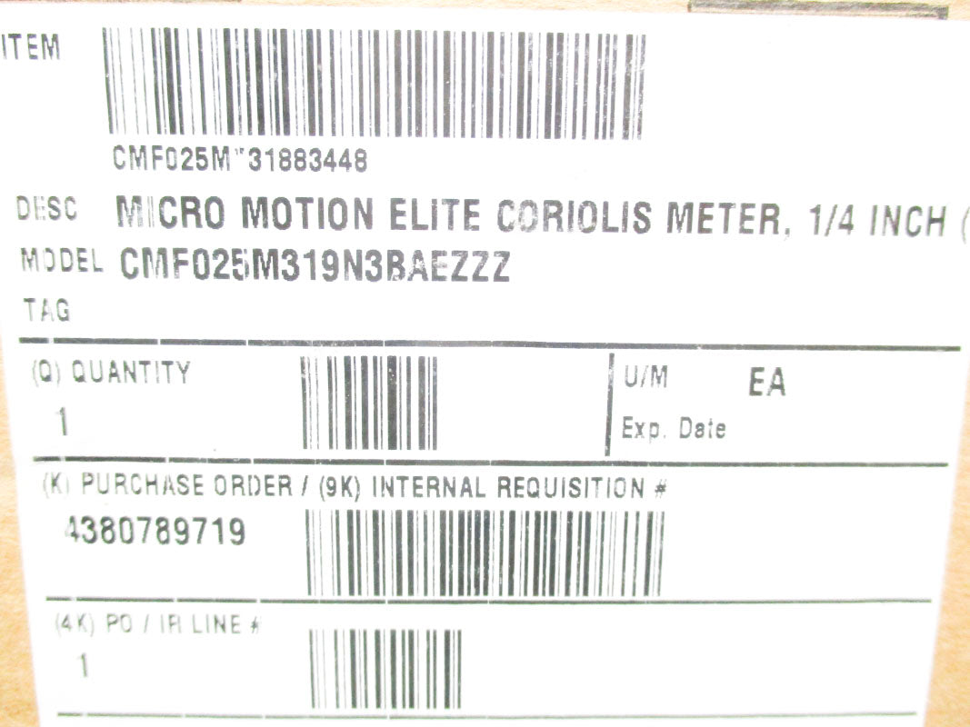 MICRO MOTION CMF025M319N3BAEZZZ 17.3V -40/60'C NSMP