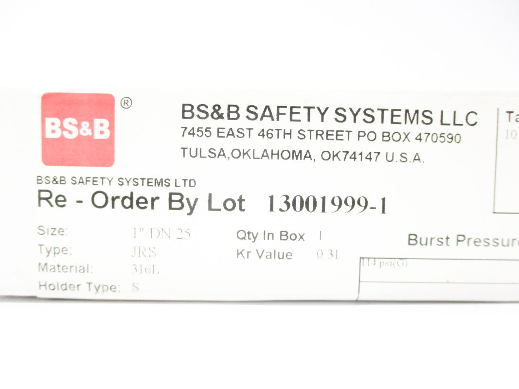 BS&B 13001999-1 JRS 1" 114PSI 125'C NSMP