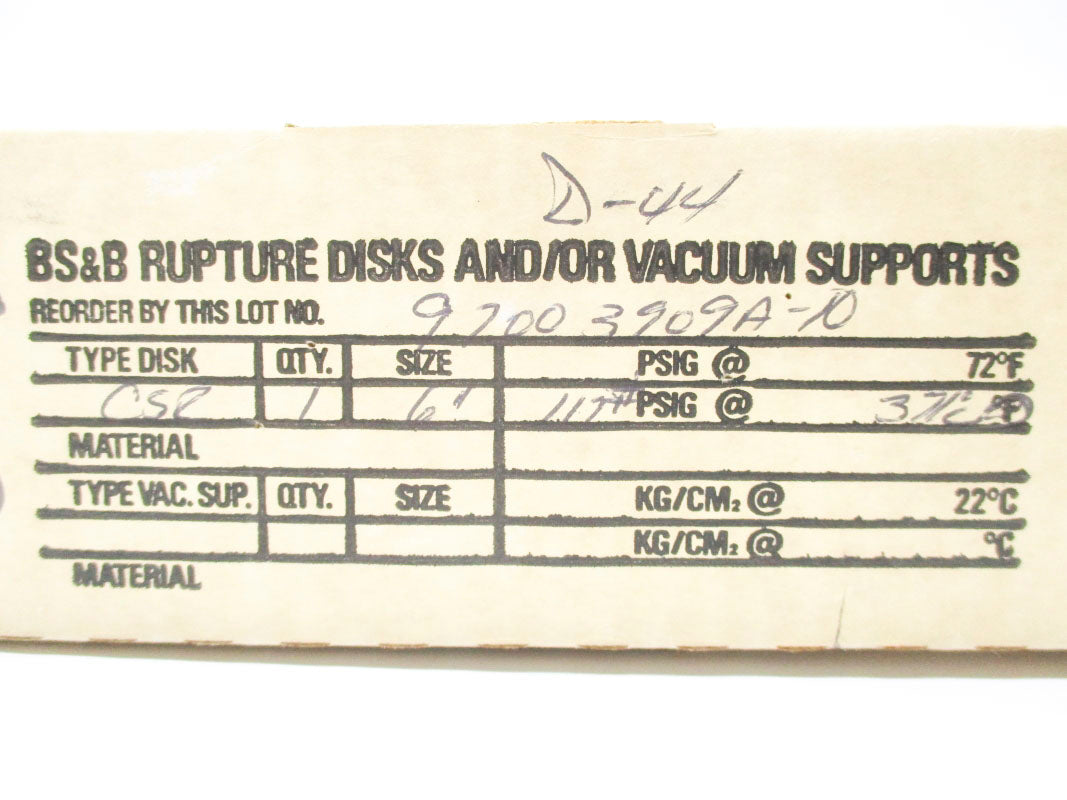 BS&B 97003909A-10 166PSI 371'C NSMP