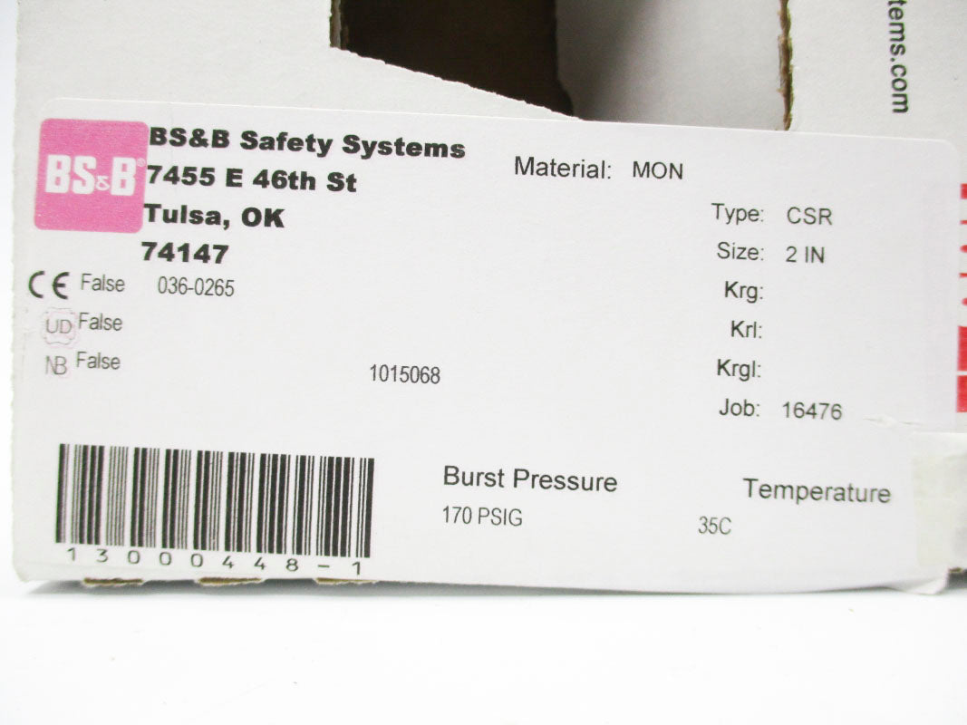 BS&B 1015068 170PSI 35'C NSMP