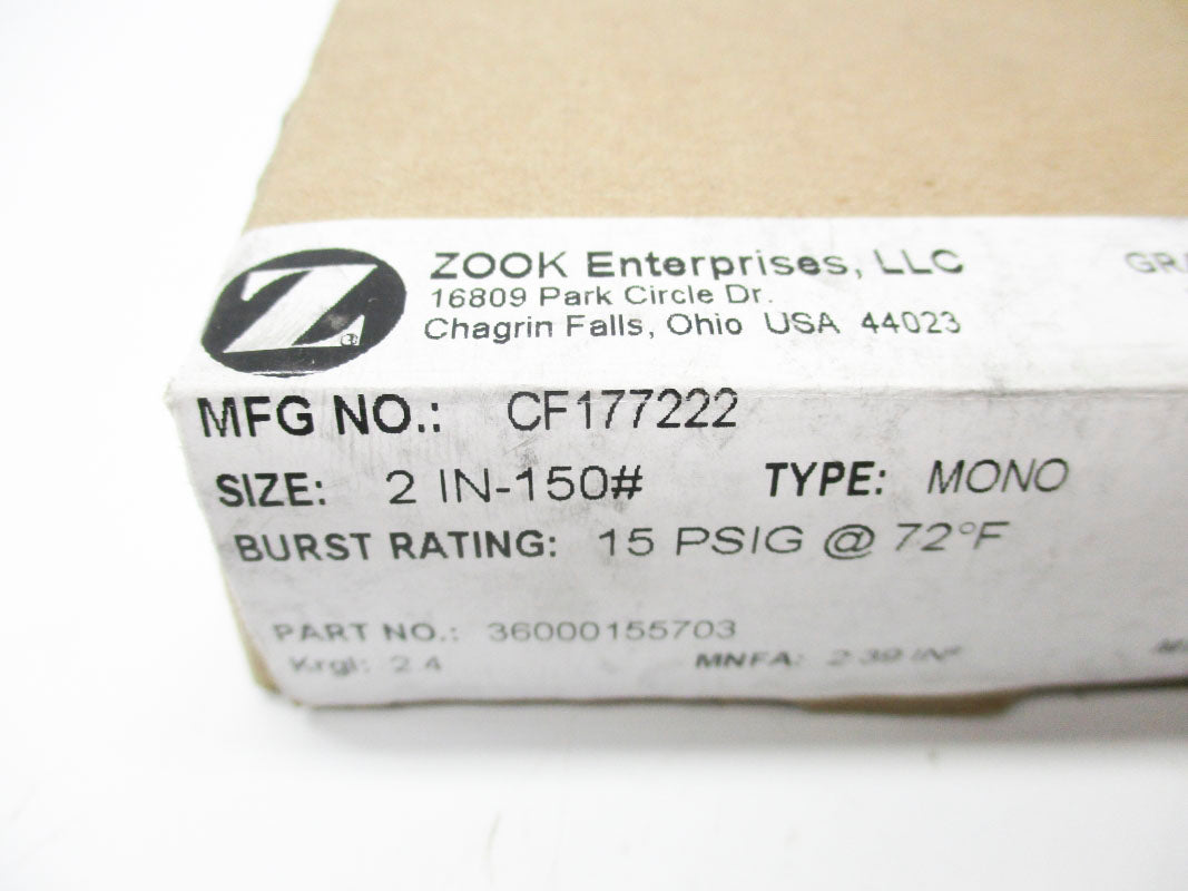 ZOOK ENTERPRISES CF177222 36000155703 15PSI 72'F NSMP