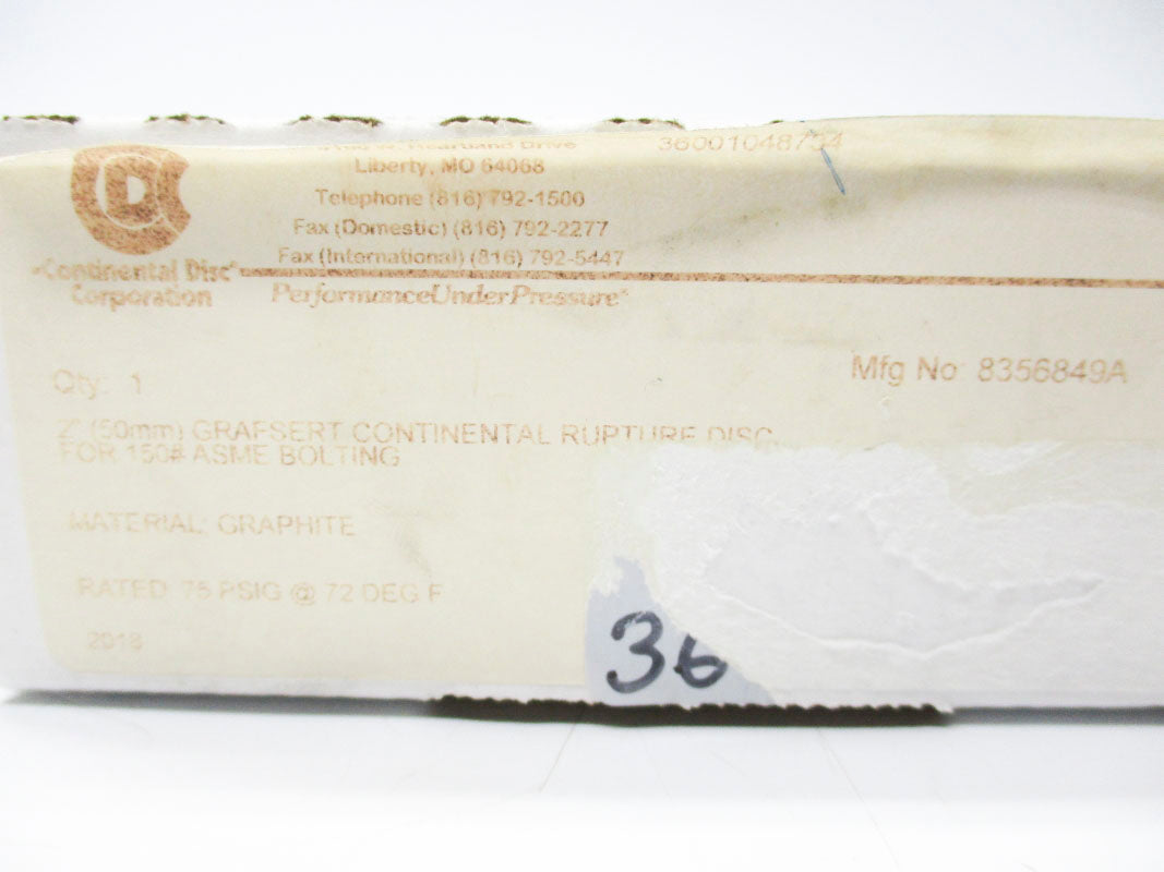 CONTINENTAL DISC 8356849A 75PSI 72'F NSMP