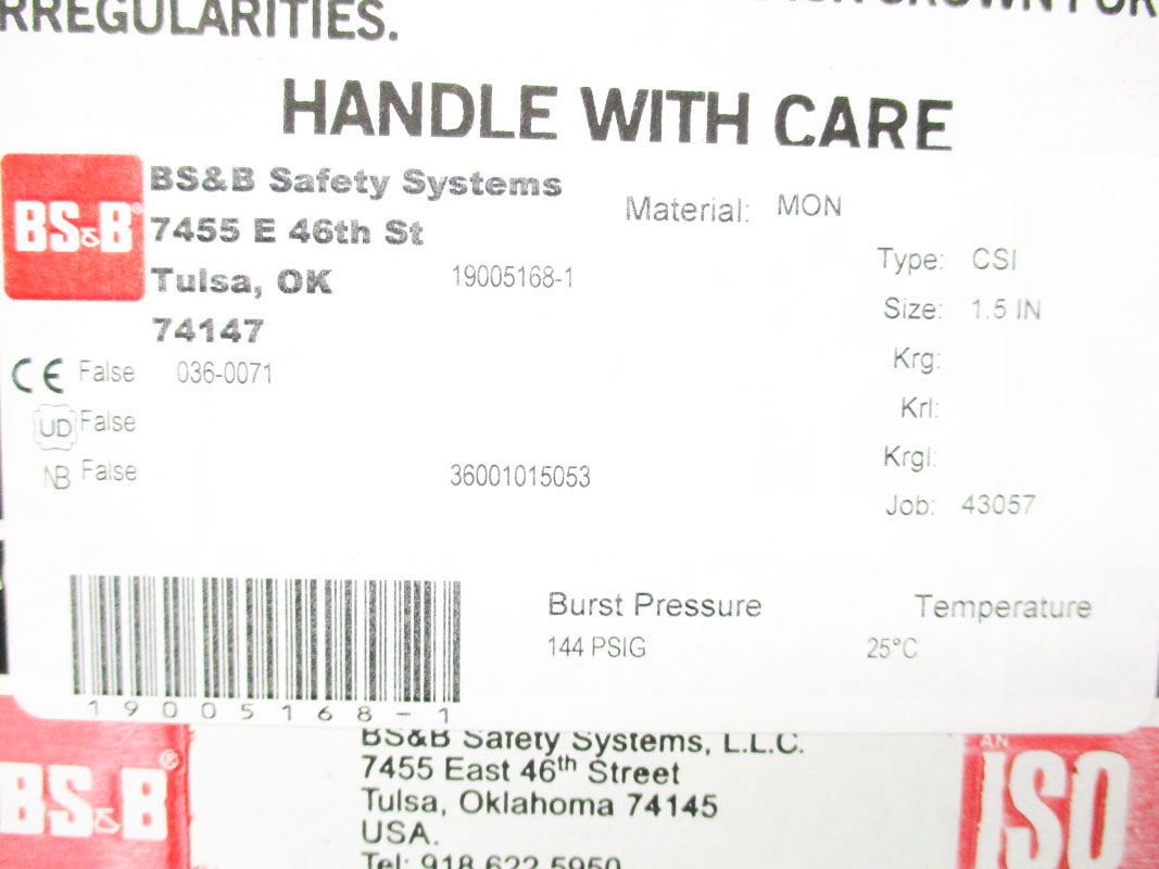 BS&B 19005168-1 144PSI 25'C NSMP