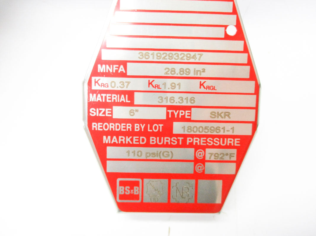 BS&B 18005961-1 110PSI 792'F NSMP