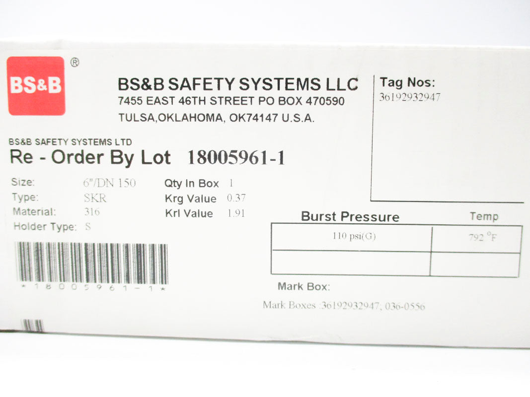 BS&B 18005961-1 110PSI 792'F NSMP
