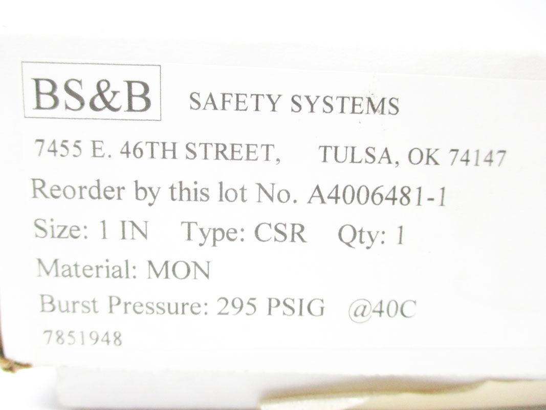 BS&B A4006481-1 295PSI 40'C NSMP