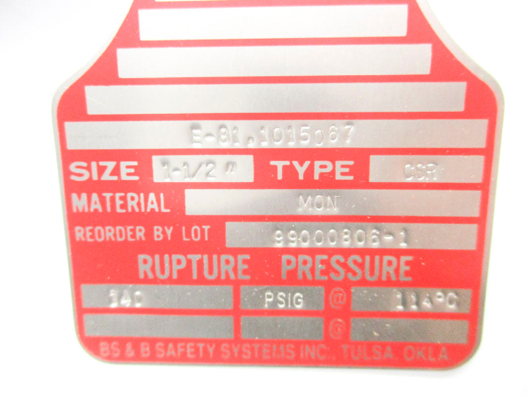 BS&B CSR-1-1/2 99000806-1 140PSI 114'C NSMP