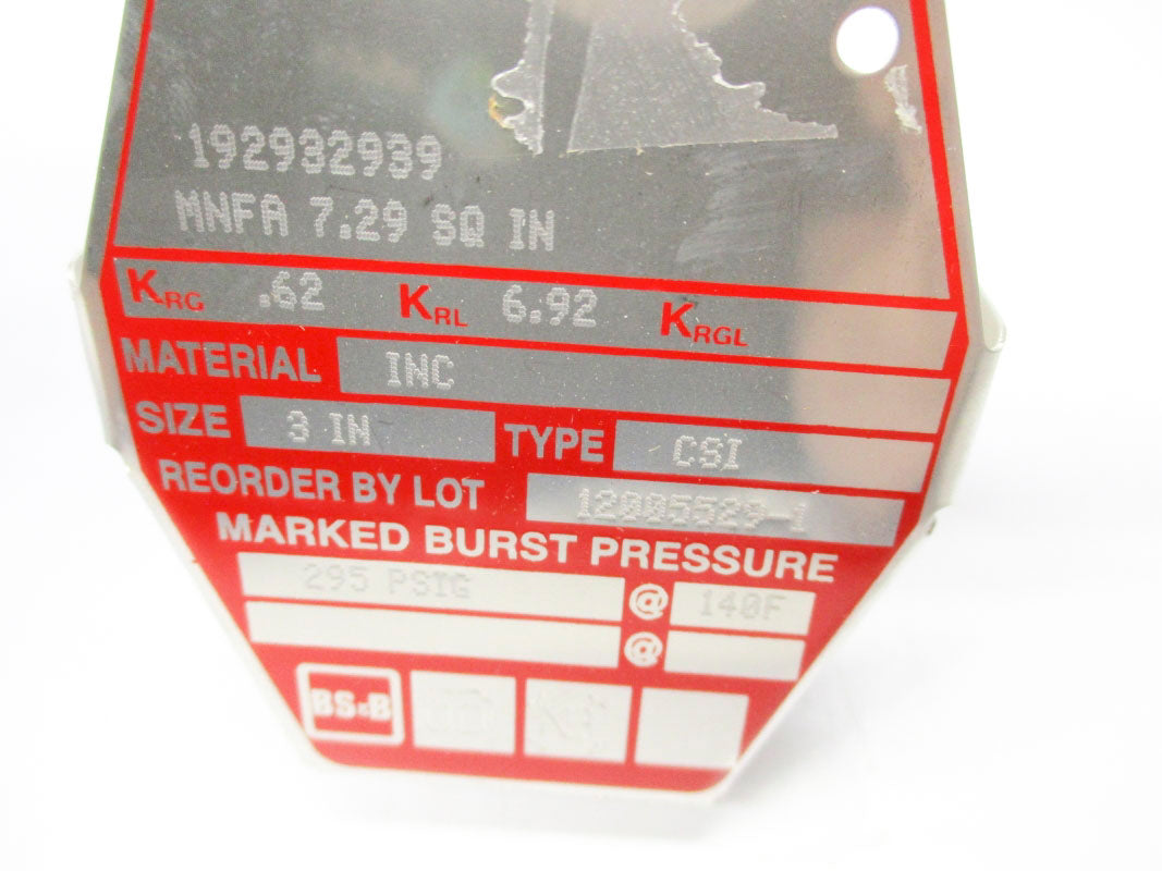 BS&B 192932939 CSI-3 295PSI 140'F NSMP