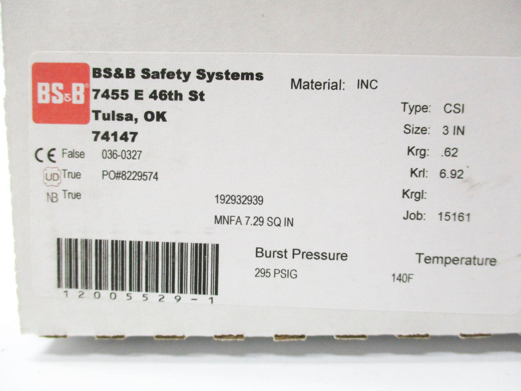 BS&B 192932939 CSI-3 295PSI 140'F NSMP