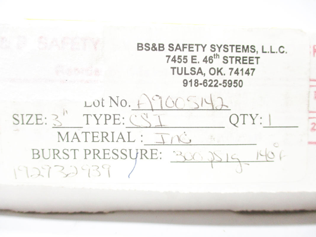 BS&B A9005142 CSI-3 290PSI 140'F NSMP