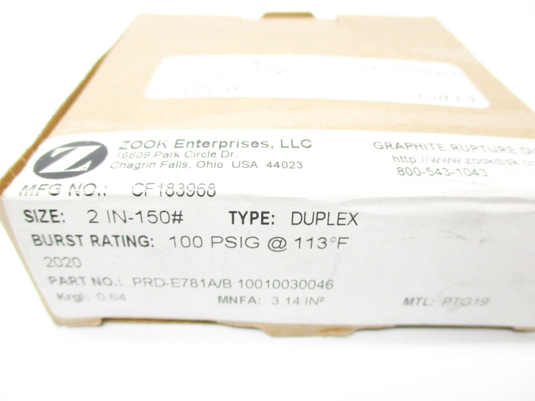 ZOOK ENTERPRISES CF183968 PRD-E781A/B 100PSI 113'F NSMP