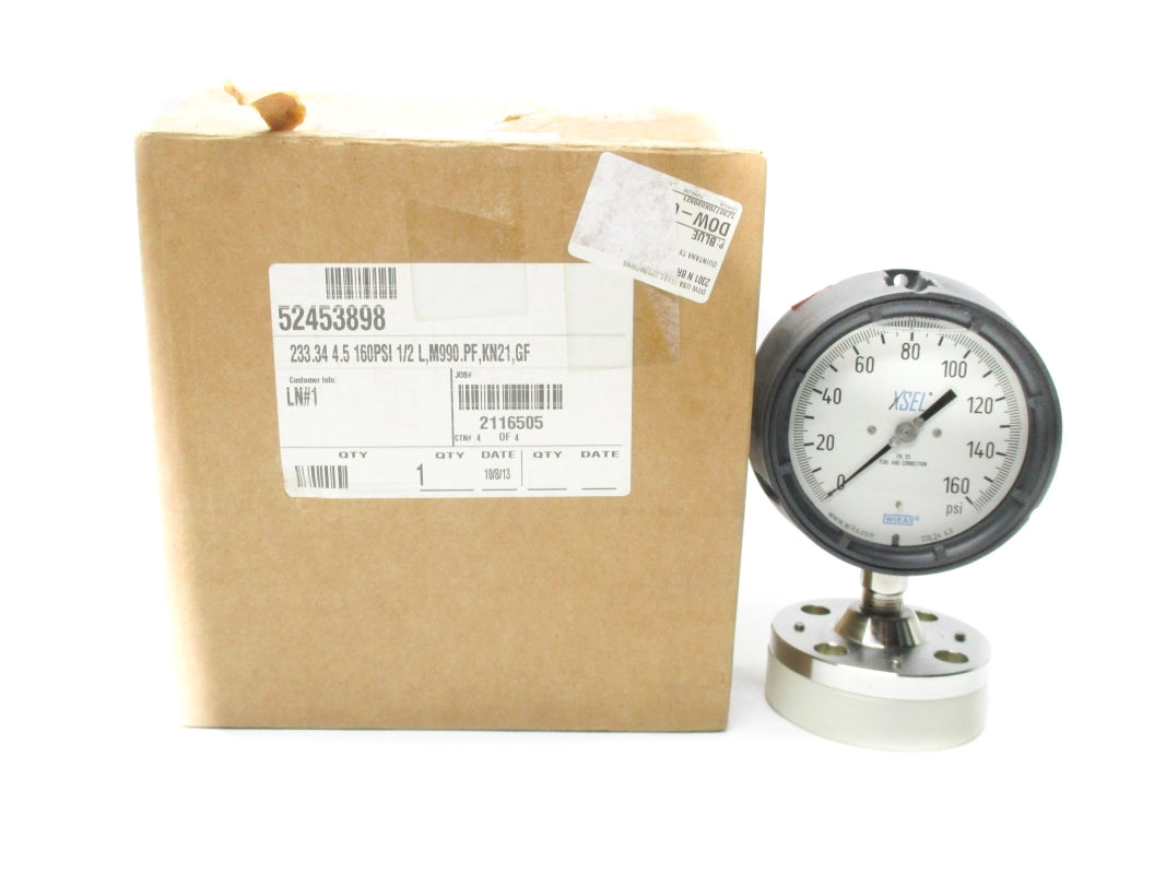 WIKA 233.344.5160PSI1/2L,M990.PF,KN21,GF 0-160PSI NSMP