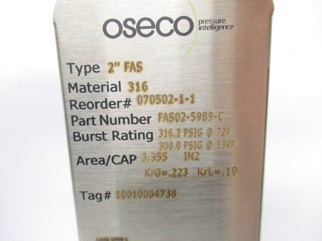 OSECO 70502-1 FAS02-5989-C 316.20PSI 139'F NSMP