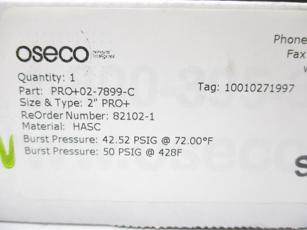 OSECO 82102-1 PRO+02-7899-C 50PSI 428'F NSMP