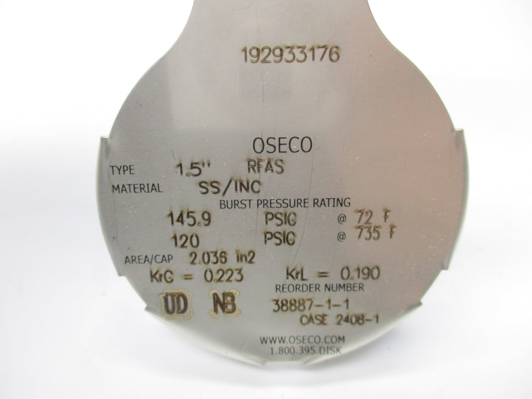 OSECO 38887-1 RFAS 1.5" 145.9PSI 735'F NSMP