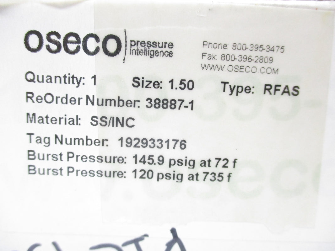 OSECO 38887-1 RFAS 1.5" 145.9PSI 735'F NSMP