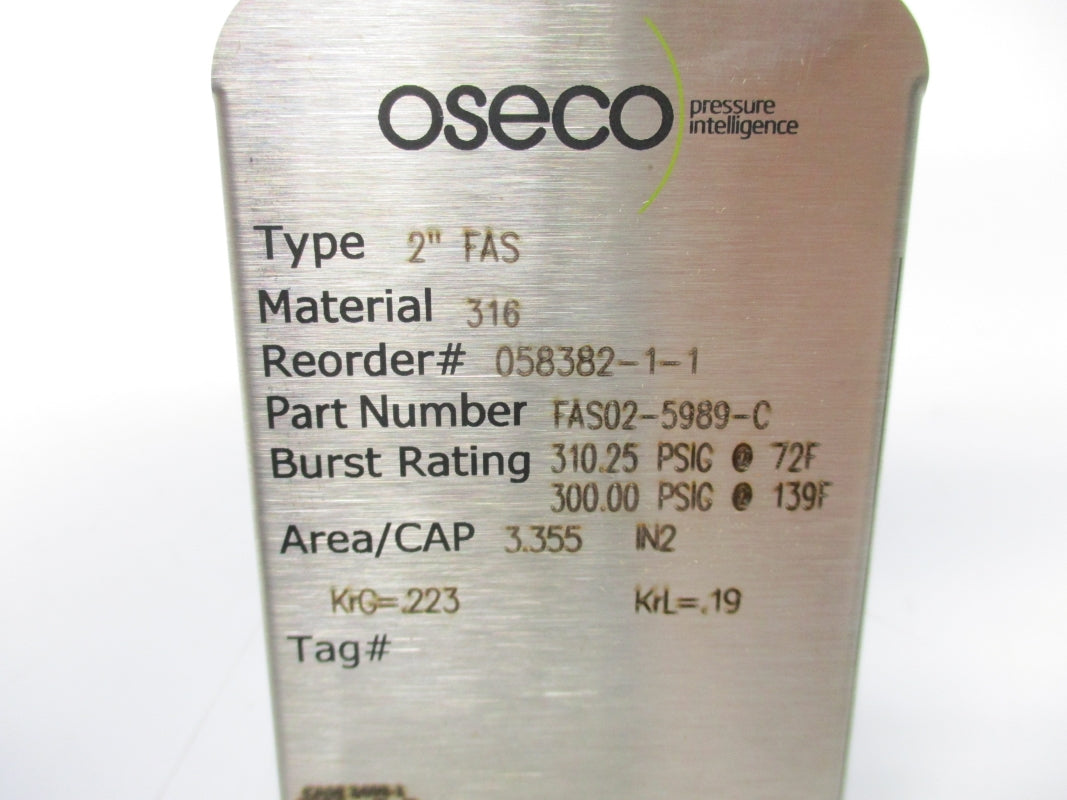 OSECO 58352-1 FAS02-5989-C 310.25PSI 139'F NSMP