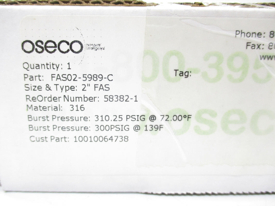 OSECO 58352-1 FAS02-5989-C 310.25PSI 139'F NSMP