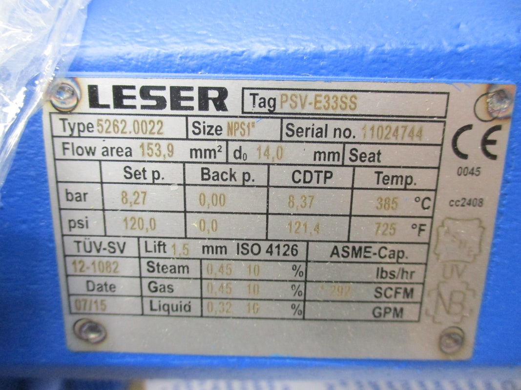 LESER 5262.0022 120,00PSI 725'F NSMP