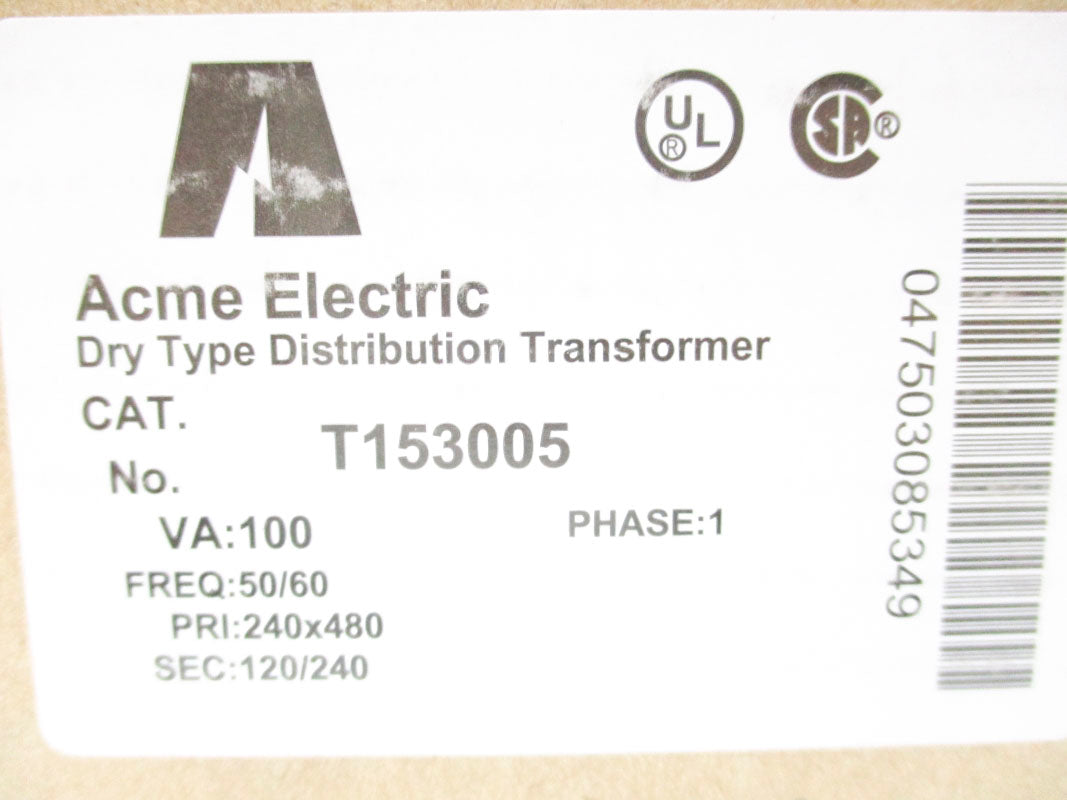 ACME ELECTRIC T153005 120/240V 0.100KVA NSMP