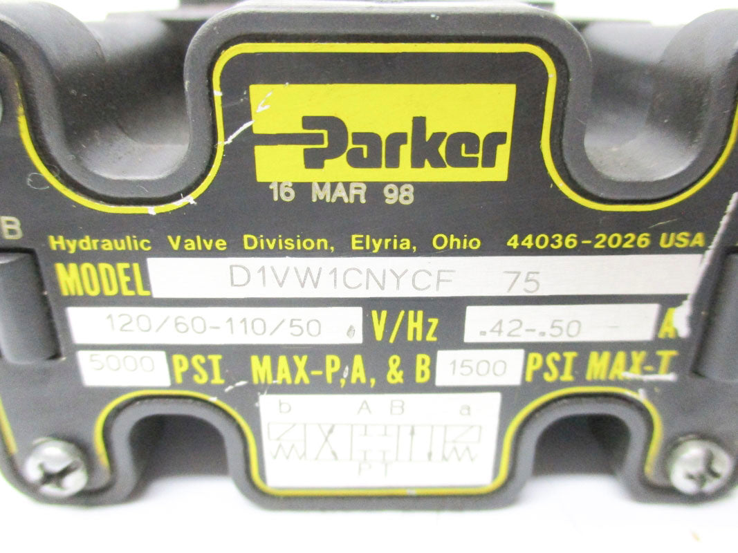 PARKER D1VW1CNYCF75 5000PSI 110/120V .42-.50A (AS PICTURED) NSNP