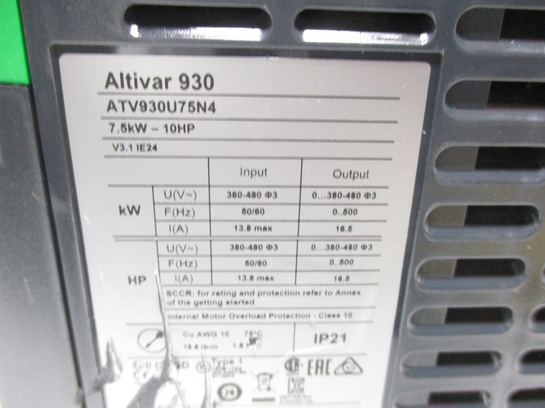 SCHNEIDER ELECTRIC ATV930U75N4 480V UNMP