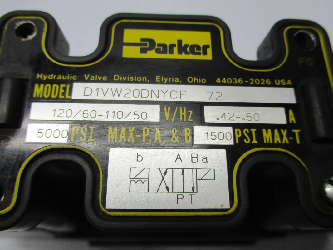 PARKER D1VW20DNYCF72 110/120V .42-.50A 5000PSI UNMP