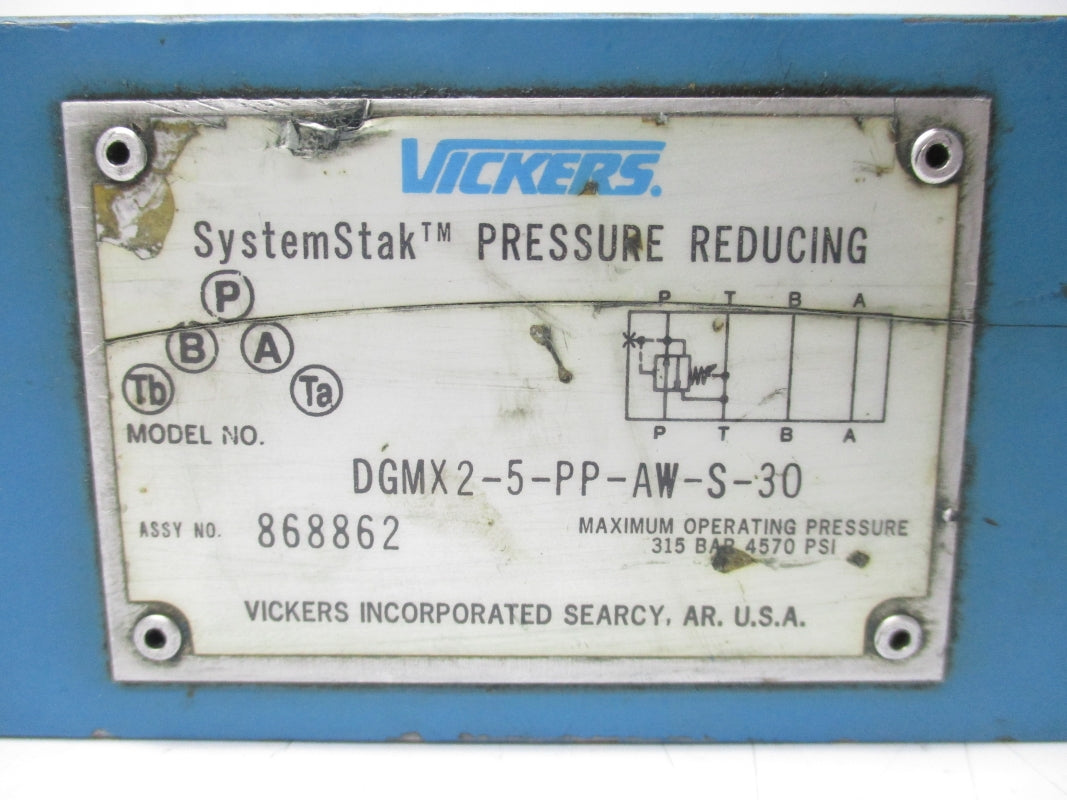 VICKERS DGMX25PPAWS30 868862 4570PSI UNMP