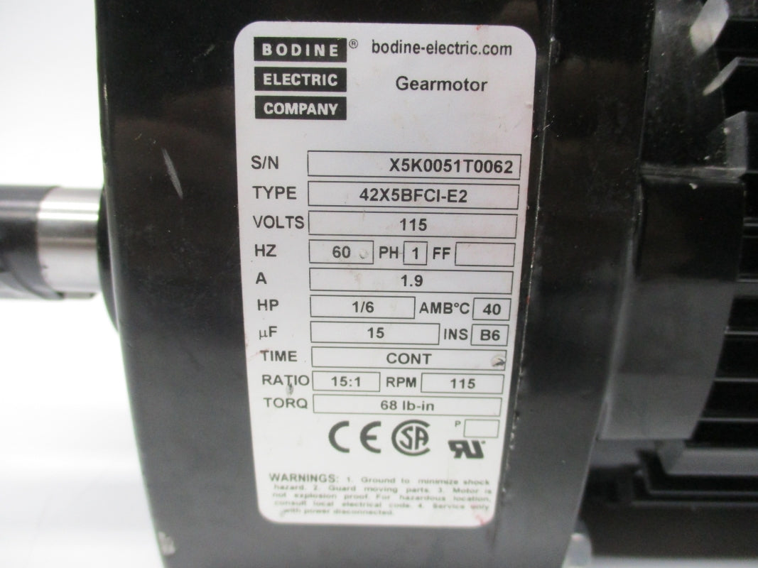 BODINE ELECTRIC 42X5BFCI-E2 115V 1.9A UNMP