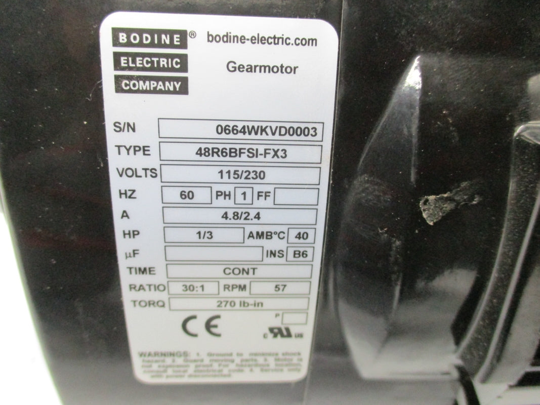 BODINE ELECTRIC 48R6BFSI-FX3 230V 4.8A UNMP