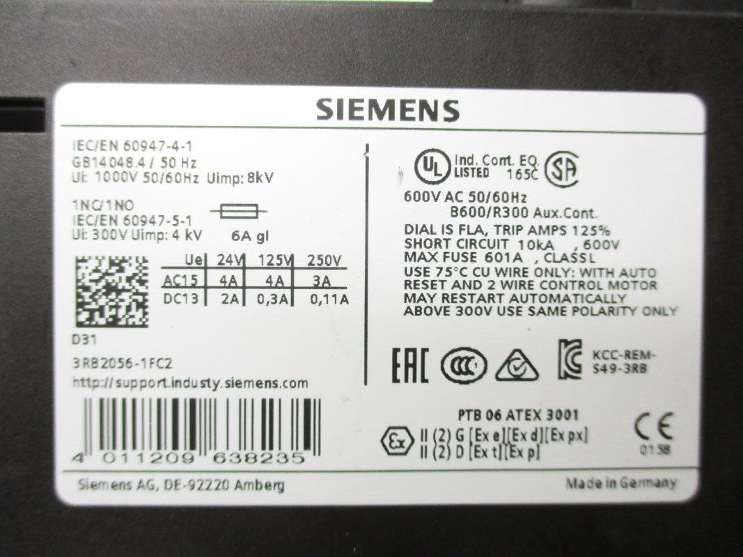 SIEMENS 3RB2056-1FC2 50-200A 1000V UNMP