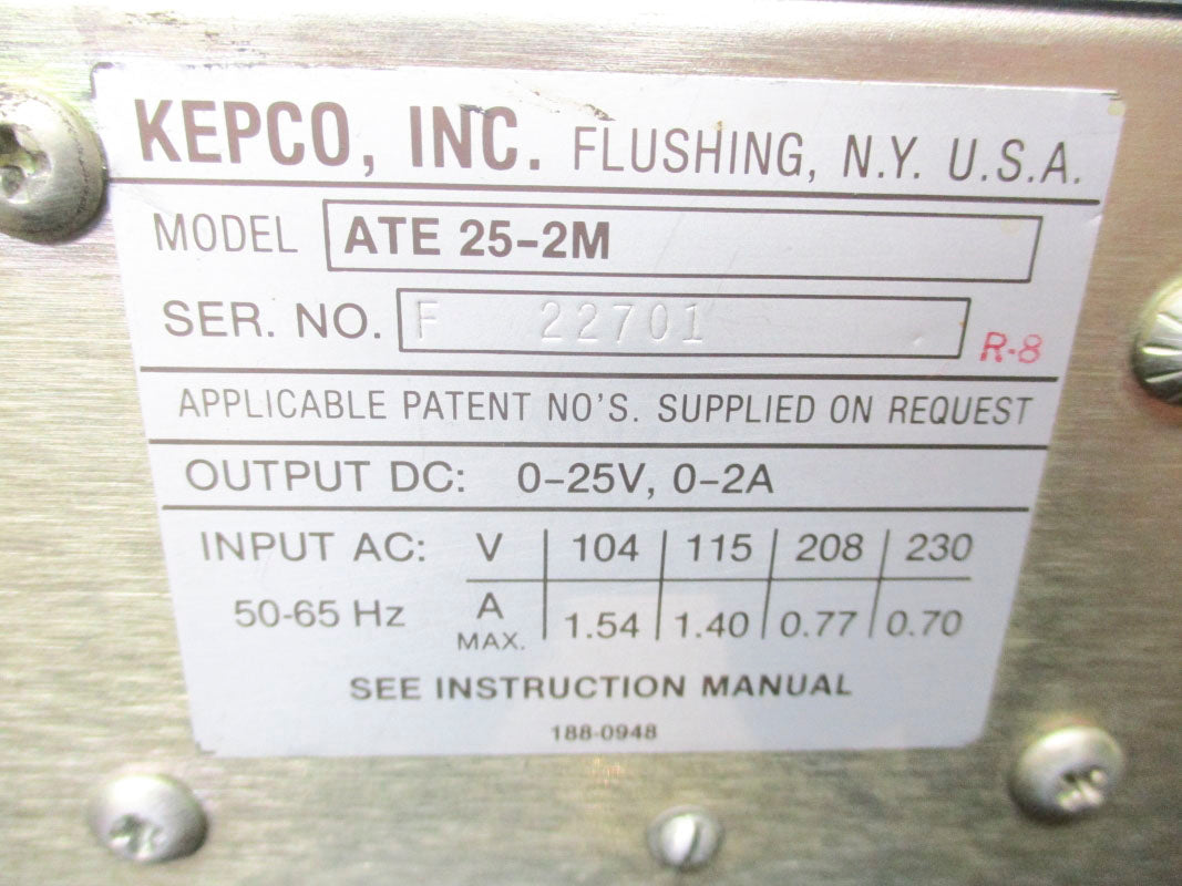 KEPCO ATE25-2M 230VAC 1.54A UNMP
