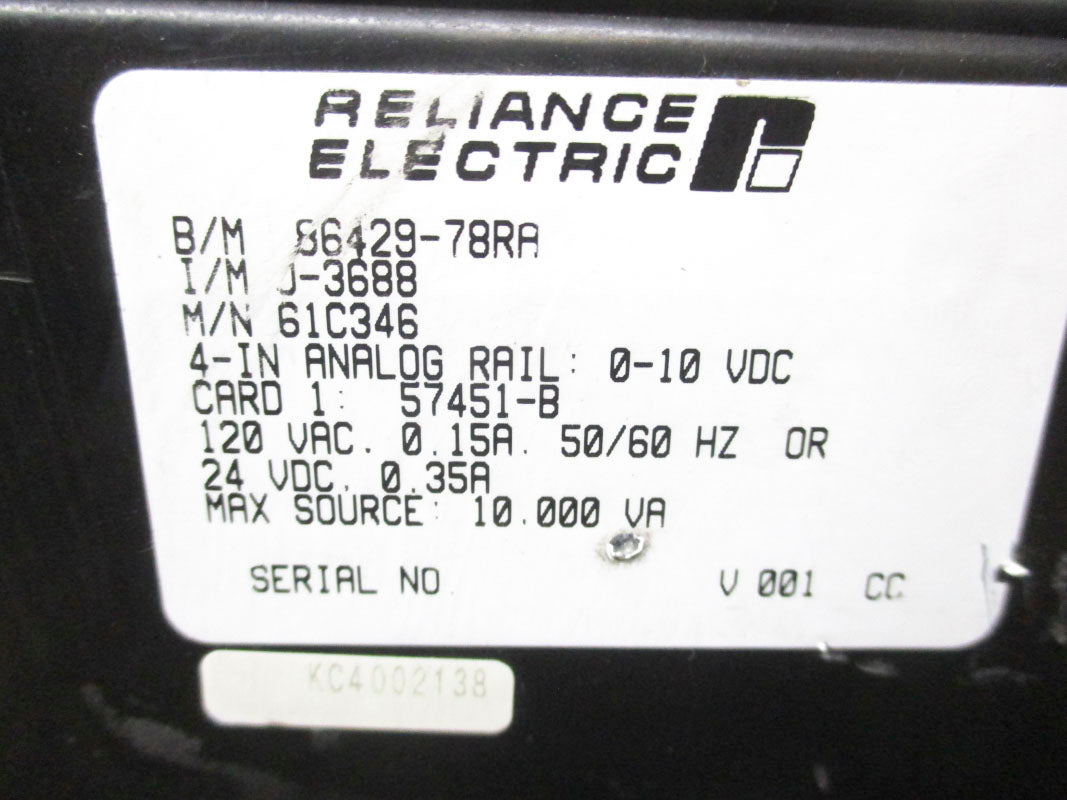 RELIANCE ELECTRIC 61C346 120VAC 0.15A UNMP