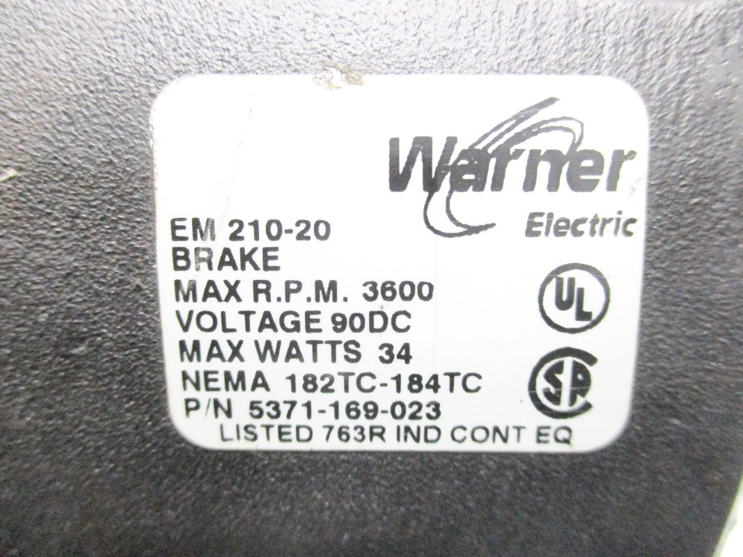 WARNER ELECTRIC EM-210-20 5371-169-023 90VDC 3600RPM UNMP