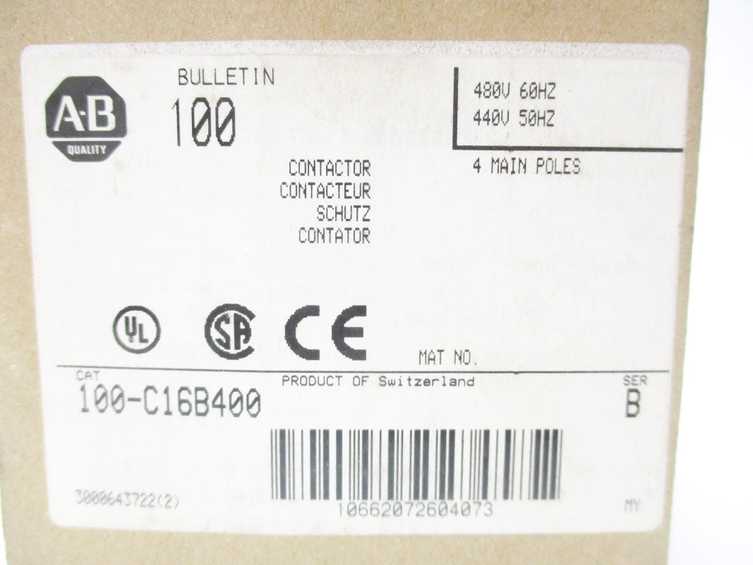 ALLEN BRADLEY 100-C16B400 SER. B 440/480V 16A (BR/WH) NSMP