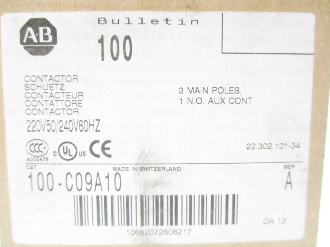 ALLEN BRADLEY 100-C09A10 SER. A 220/240V 9A (BR/WH) NSMP