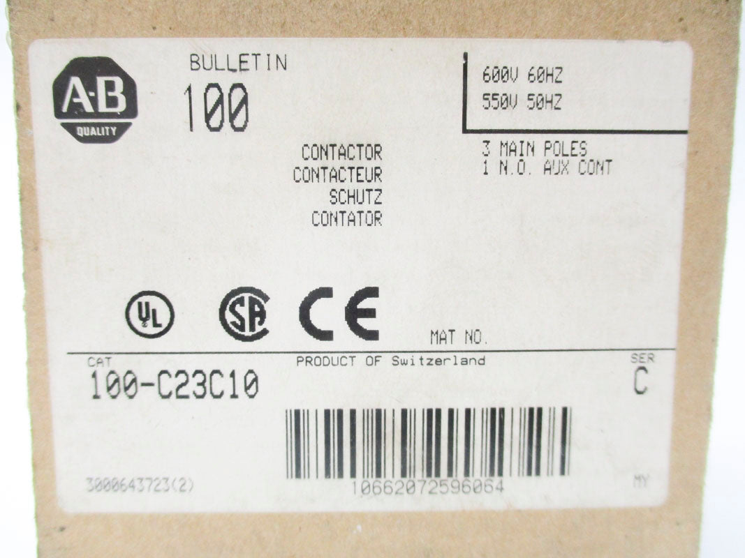 ALLEN BRADLEY 100-C23C10 SER. C 550/600V 23A (BR/WH) NSMP